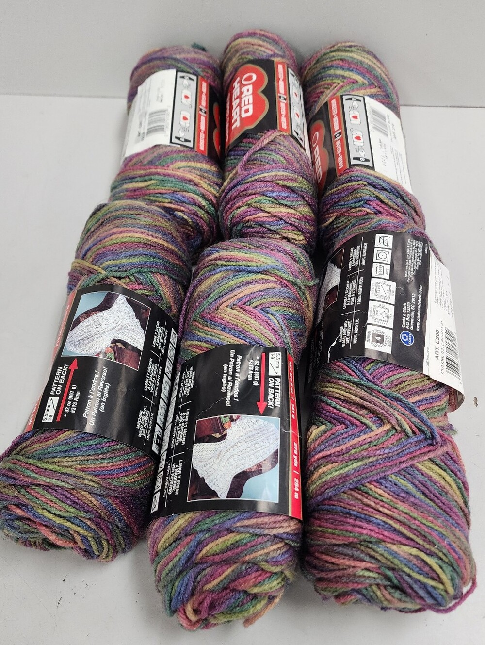 Multi-Color Worsted Weight Yarn - Variegated Purple/Green/Pink